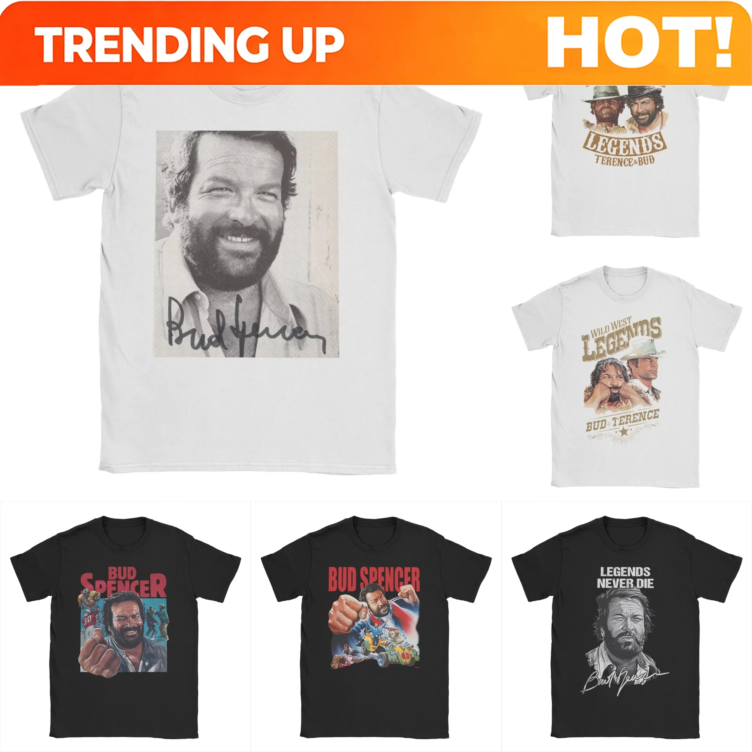Customization Funny Bud Spencer T-Shirt For Men Women Round Collar 100% Cotton T Shirts Terence Hill Short Sleeve Tee Shirt Gift