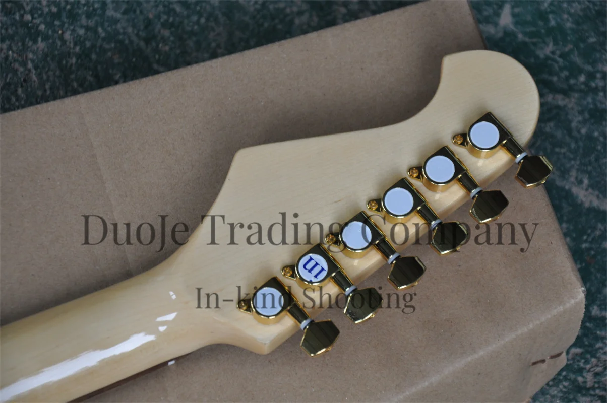 Blue Electric Guitar Flamed Maple Top Gold Bridge Rose wood Frets 22 Frets HS pickup white panel support custom