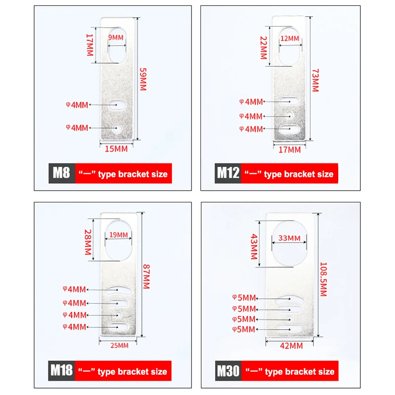 M8M12M18M30  1 shaped L-shaped Mounting Fixed Base Bracket For Proximity Switch Photoelectric Switch Sensor
