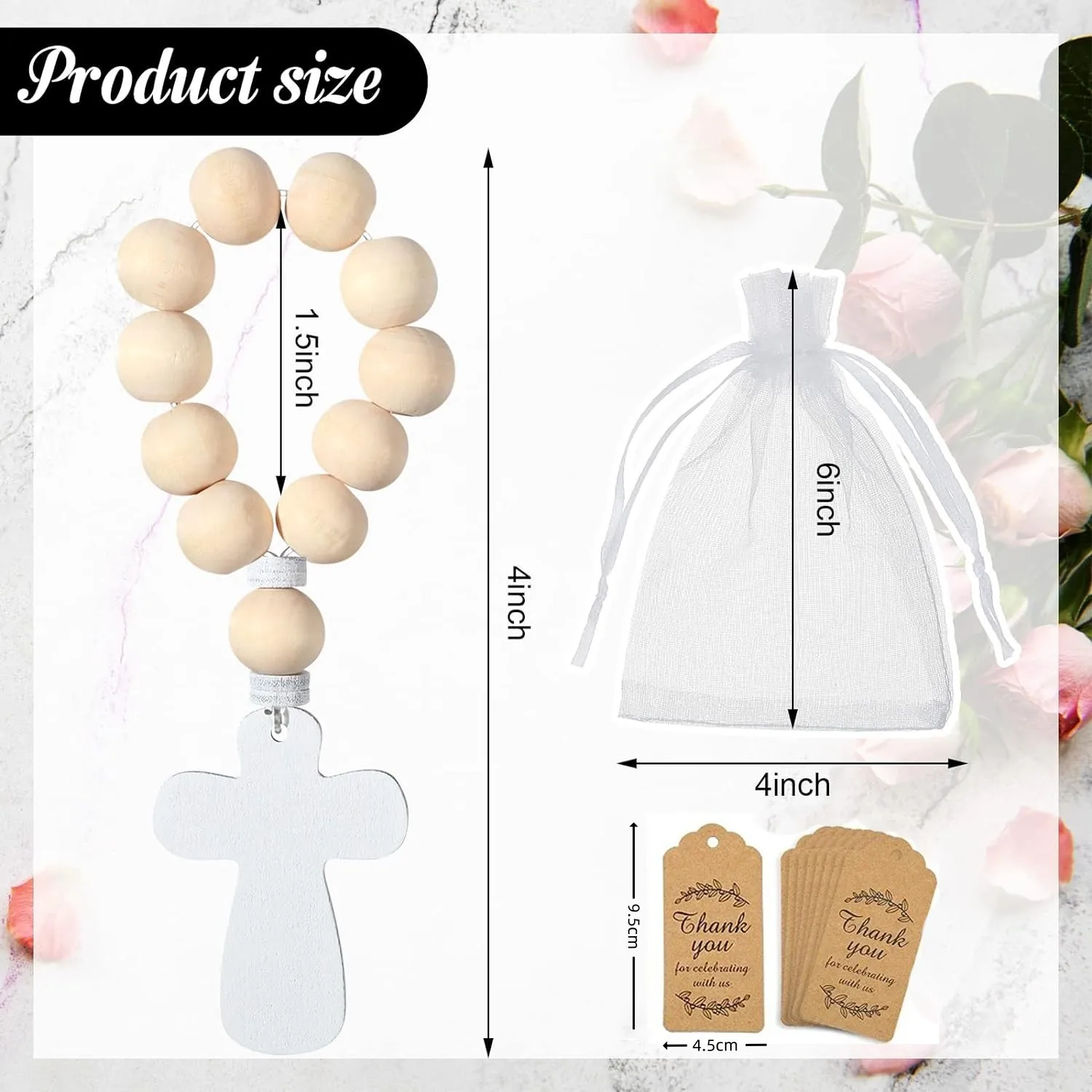 Catholic Wooden Rosary Bead Rosaries with Cross Beads Christening Favors with White bag box for the First Communion Confirmation