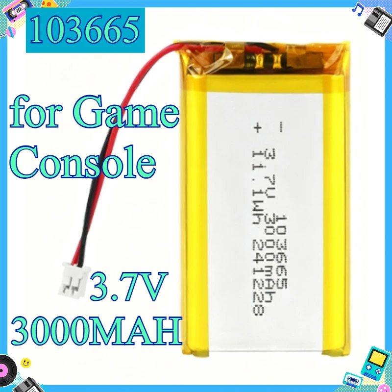 103665 3.7V 3000MAH Lithium Polymer Rechargeable Battery for Game Console Hand Warmer Intercom