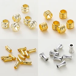 20pcs 14K/18K Real Gold Plated Brass Rectangular Tube Spacer Beads Bracelet Loose Beads For DIY Jewelry Making Necklace Crafts