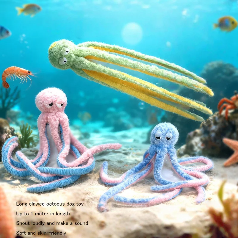 

Cute Octopus Cat Toy Plush Toy Bite Resistant Teeth Interactive Play Pet Supplies Cat Dog Toys Octopus