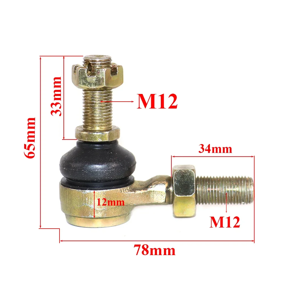 1 Pair M12*M12 Left & Right Hand Thread Steering Tie Rod Ends kit Ball Joint Fit For China UTV Go Golf Kart Buggy Bike Parts