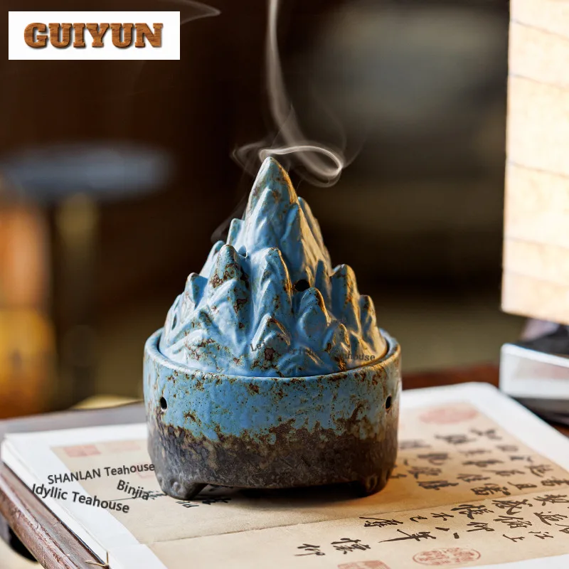Zen-inspired Earthenware Mountain Tripodia Incense Holder Zen Garden Incense Burners Meditation Censer Cafes Accessories Craft