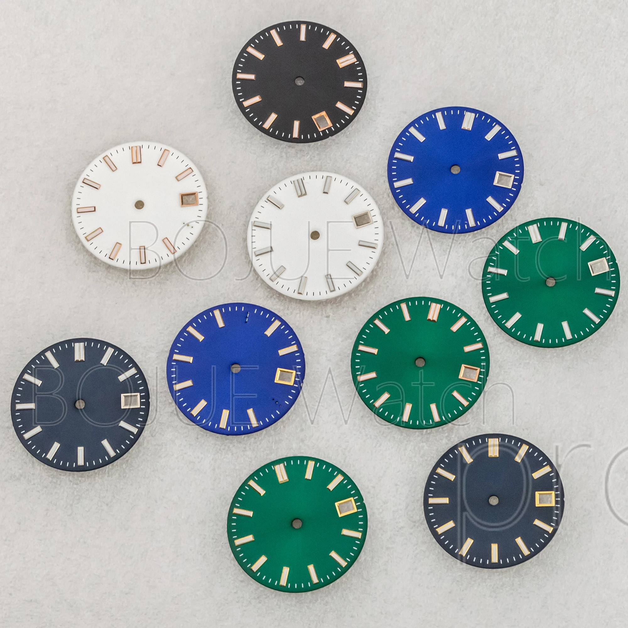 Datejust 28.5mm Dial NH35 Sun Stripe Watch Faces Green Luminous for NH36 Movement Accessories Parts Replacements Repair Tools