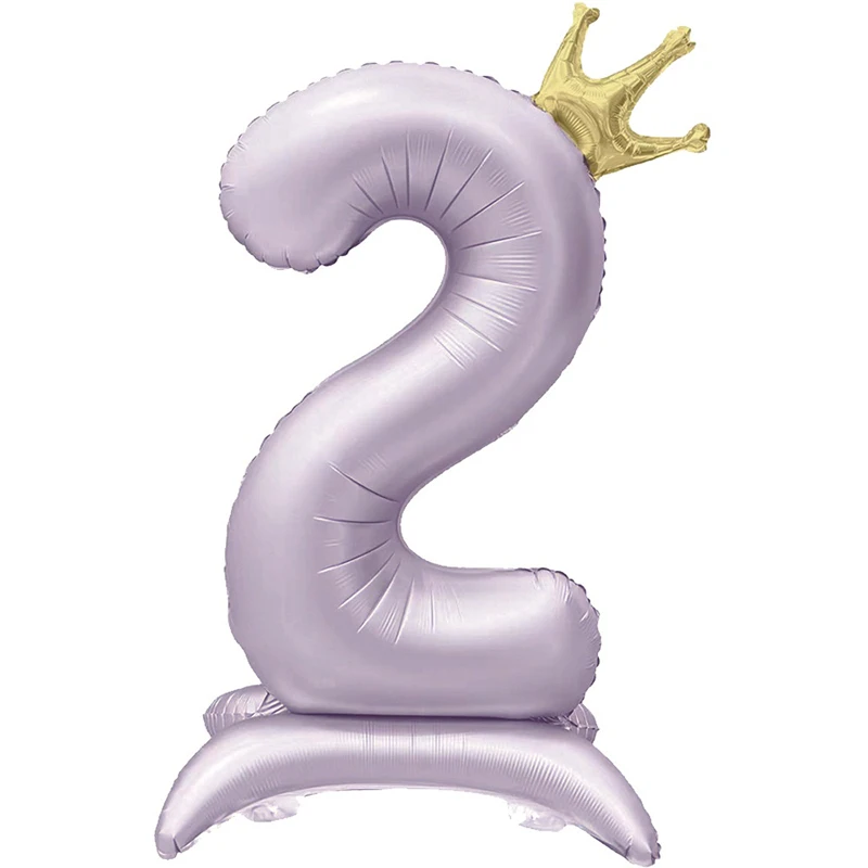 40Inch Purple 0~9 Large Crown Number Foil Balloons for Wedding Birthday Party Standing Digital Balloon Decoration Supplies