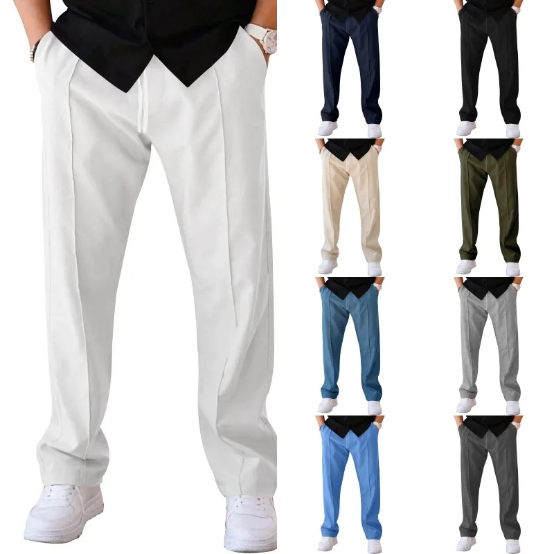 

Men's Fashionable Casual Solid Color Pants 2026 Spring/Summer Loose Tight Cord Straight Pants Hot Selling