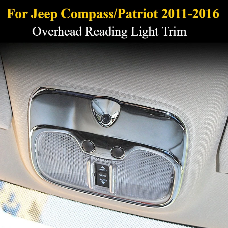 For Jeep Compass/Patriot 2011-2016: Overhead Reading Light Trim - 3M Adhesive, No Tools & OEM Look