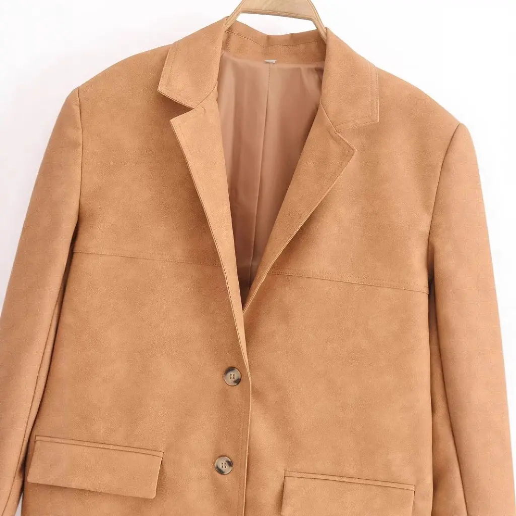 Costume rétro décontracté en Imitation peau de vache pour femmes, hauts et vestes, vêtements de Style européen et américain, vente en gros, nouvelle mode