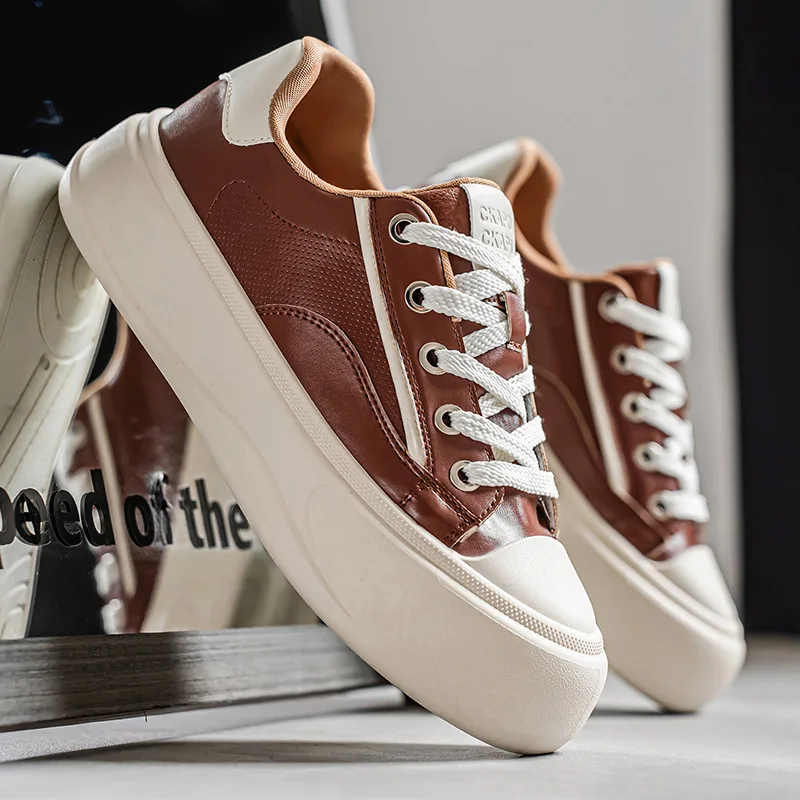 

Мужская обувь на платформе, увеличивающая рост, удобные коричневые кожаные кроссовки, мужские повседневные кроссовки на шнуровке, мужские zapatillas de hombre