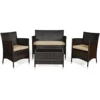 4 Stück Rattan Terrassen möbel Set gepolstert Sofa Stuhl Couch tisch Garten 4