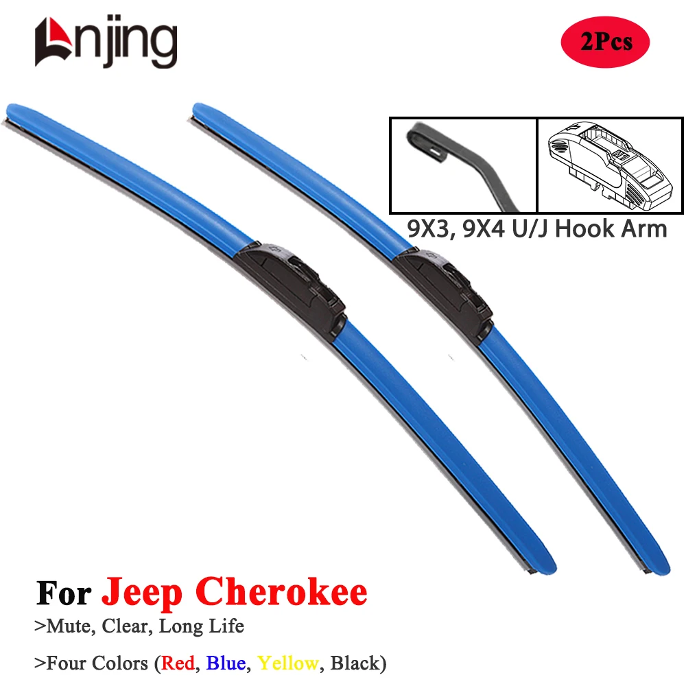 LNJING Colorful Wiper Blade For Jeep Cherokee KJ KK XJ KL 1991 1994 1999 2001 2010 2014 2016 2019 2020 2023 2024 Car Accessories