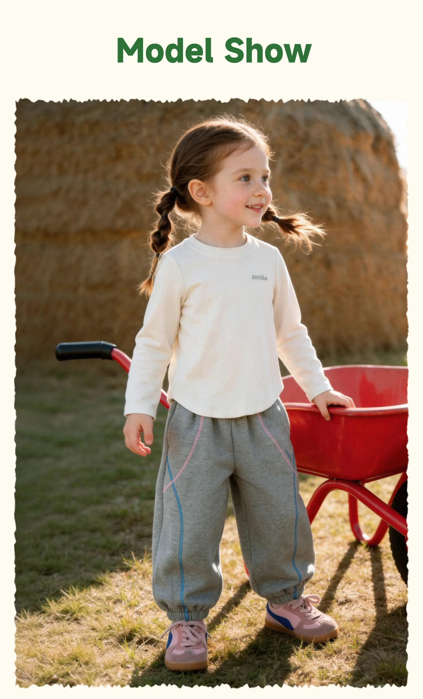 Amila 2026 Herbst Neue Kinder-Freizeithose Sportliche Hose mit Bündchen, Farbblock-Streifen, Marken-Stickerei, Modische, Bequeme Alltagshose – Detail 9