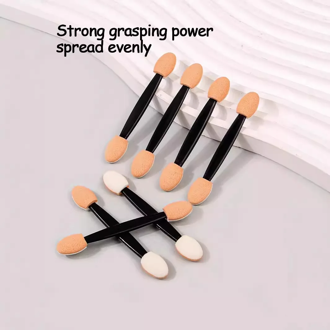 50本入り両端スポンジアイシャドウ＆ネイルアートブレンディングブラシセット - 収納ボックス付きポータブルトラベルメイクアップツール