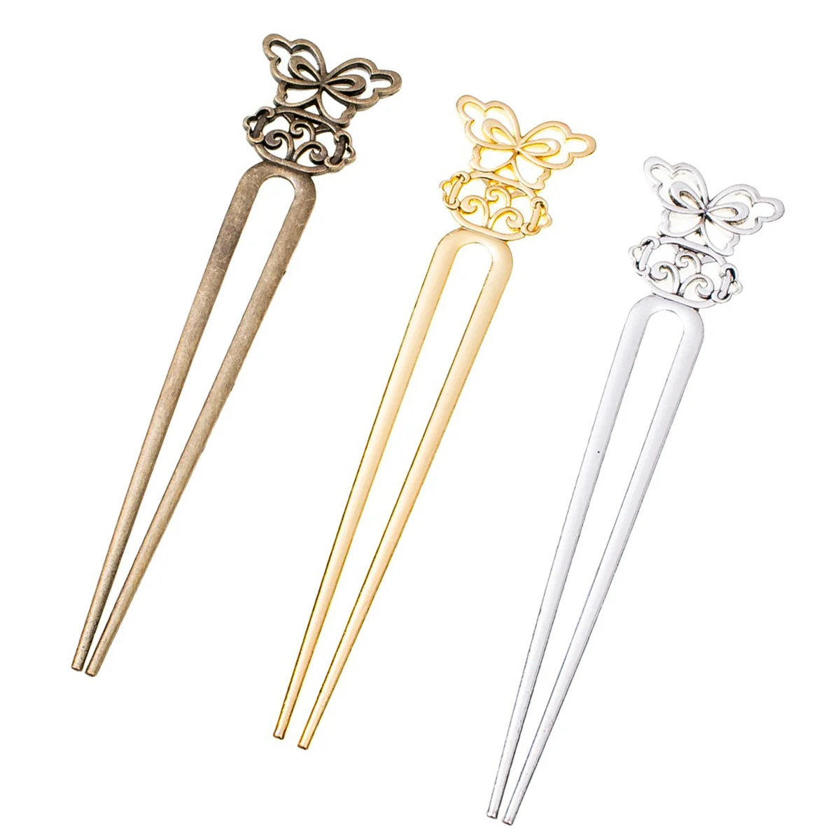 

Gold Silver Bronze Tone 2 Pins Butterfly Flower Bookmarks For Book Reading Jewelry DIY Accessories 155x33x3mm