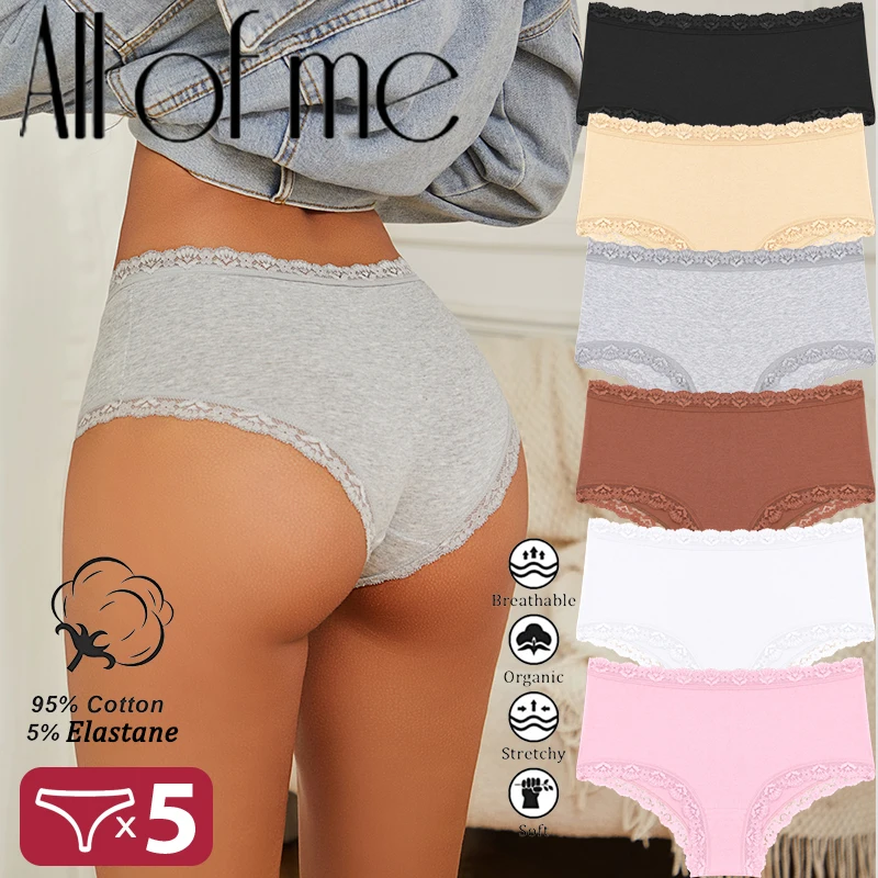 5 Teile/satz frauen Bequeme Und Weiche Baumwolle Spitze Unterwäsche Low-Taille Sexy Brasilianische Höschen Baumwolle Höschen Große Größe S-XXL