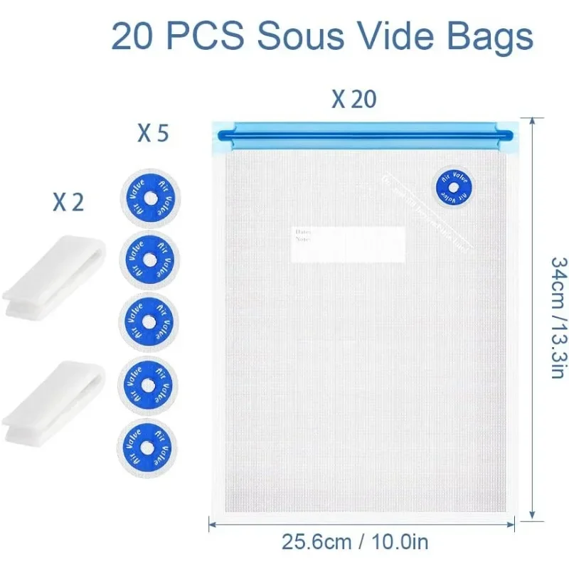 1-40PCS Vacuum Sealer Bags Reusable Food Storage Bags Portable Waterproof Home Vacuum Food Packaging Sealing Bags