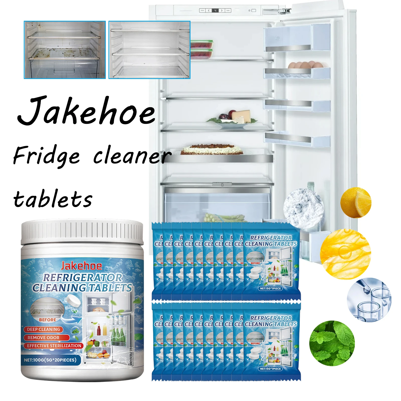 

Таблетки для чистки холодильника Jakehoe, глубокая очистка, пищевые пятна, устраняют неприятные запахи, восстанавливающие таблетки для чистки холодильника