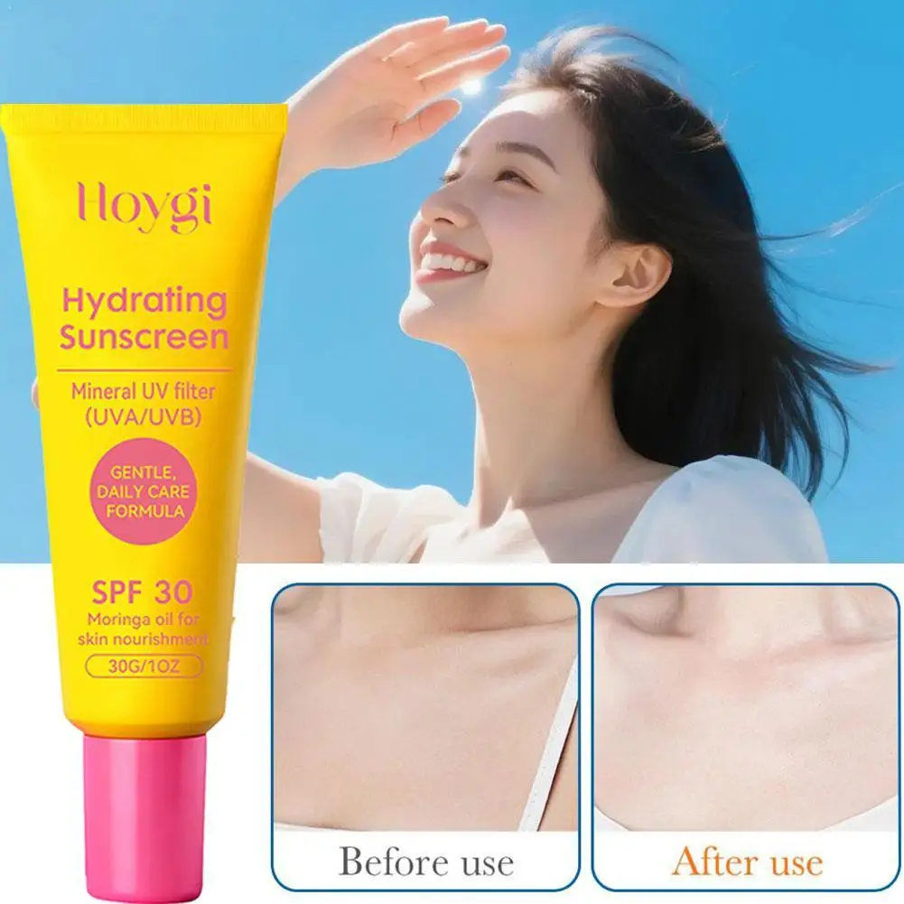 Hydrating Sunscreen Mineral UV Protection Spf 30 Moisturizing Gentle Skin Care  for Face Body Sun Block Creams Solar Protector