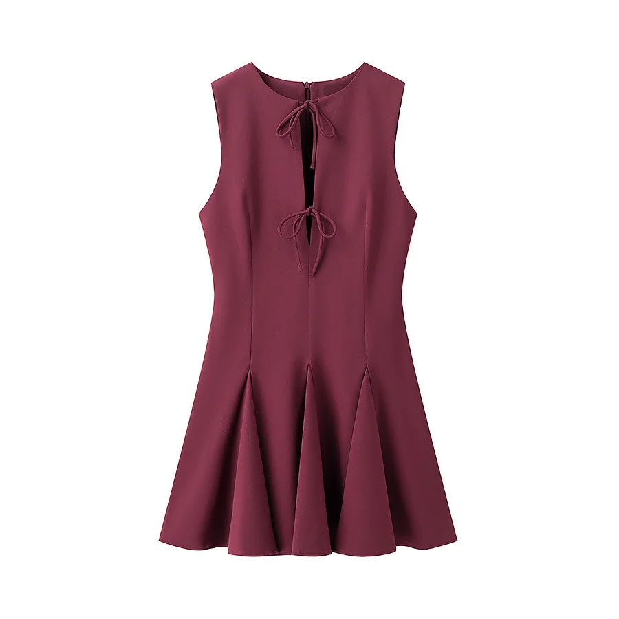 TAOP&ZA lässige Damenbekleidung Sommer neues Produkt modisches Temperament minimalistischer Stil Fliege ärmelloses Partykleid Kleid