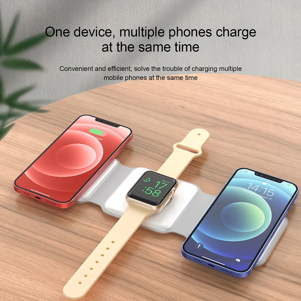 Fast 100W Magnetic Wireless Charger for iPhone 14 15 Pro Max 3 in 1 Wireless Charger Portable for Apple Watch/AirPods 3in1 Stand