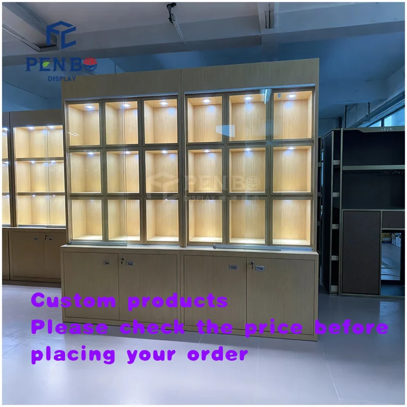 custom.Professional 3D Design Wood Jewelry Wall Cabinet Luxury Antique Showcase Museum Exhibition Showroom Retail with