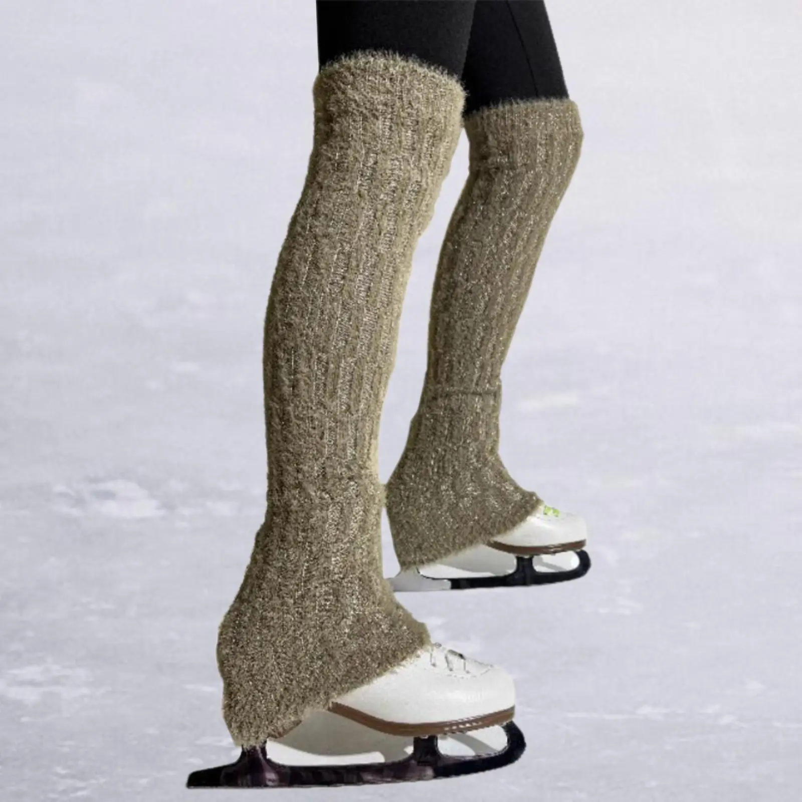 Jambières de Patinage sur Glace pour Femme, Chaussettes sulfen Tricot, Thermique, Sans Pieds, pour la brev, par Temps Froid, Hiver