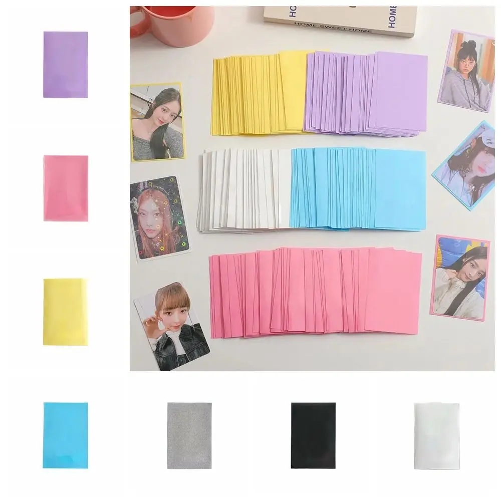 10Pcs Card Sleeves Holder Transparent Card Film w/ Solid Back Sleeves Photocard Holder Card Films Game Cards Protector