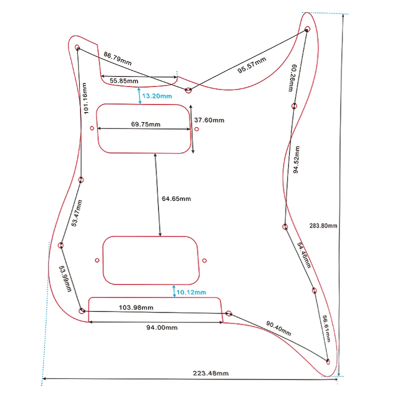 Xinyue Custom Parts - For US 11 Screw Holes Strat Floyd Rose Tremolo Bridge Guitar Pickguard Blank With HH Pickups Scratch Plate