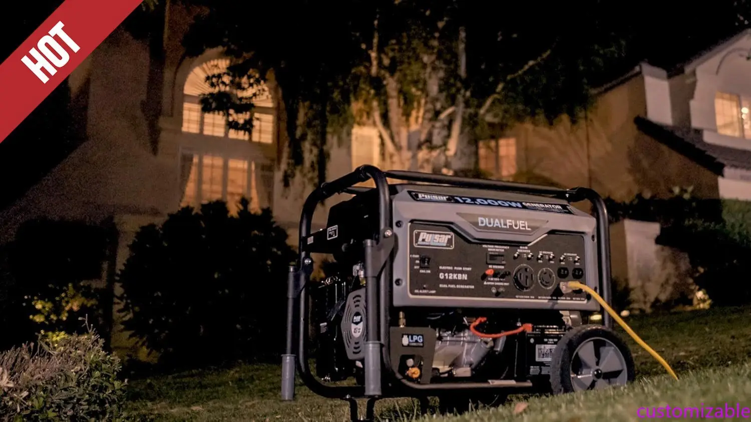 

Customizable G12KBN-SG Heavy Duty Portable Dual Fuel Generator - 9500 Rated Watts & 12000 Peak Watts - Gas & LPG - Electr