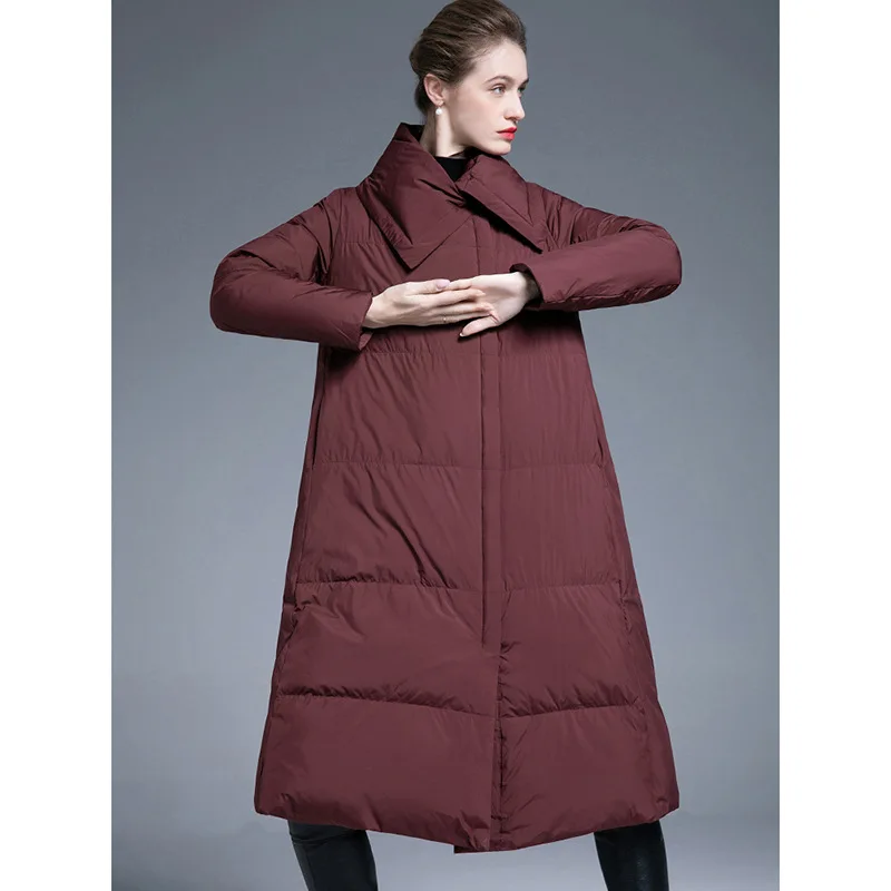 Winter New Down Jacket for Women Thicken Cape Style Loose Over The Kneen White Duck Down Coat Parkas High-Quality Puffer Jacket