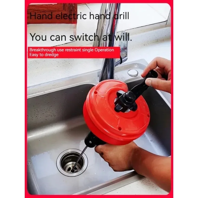 Electric Sewer Dredge Artifact - Water Blocking Tool for Home Kitchen Toilet with Long Dredge Spring