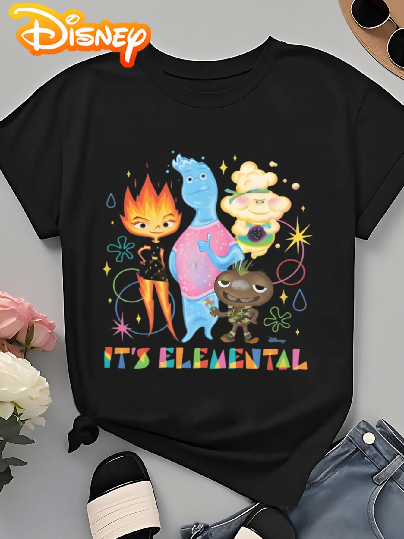 

Disney Design Elements Hero Short Sleeved T-shirt - Casual Round Neck, Comfortable Clothing, Lively Pattern Shirt