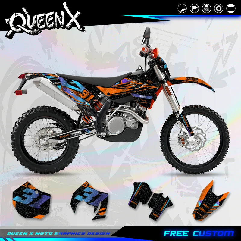  QUEEN X MOTO For KTM SX SXF 2007 2008-2010 EXC XCW 2008- 2011 Motorcycle Graphics Background Decal Stickers Kit