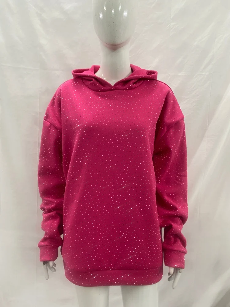 Unisex Y2K Strass Lose Hoodie Herbst Winter Warme Streetwear Halloween Mode Straße Bekleidung Trendy Bequeme Casual Outfit
