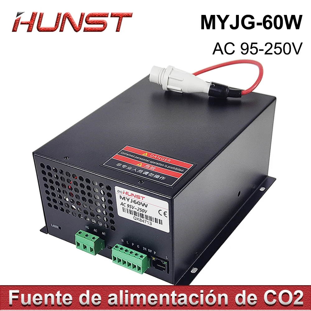 

HUNST CO2 Laser Power Supply MYJG 60W Supports 95~250V Voltage and is Used for 50-70W Laser Engraving and Cutting Machines.