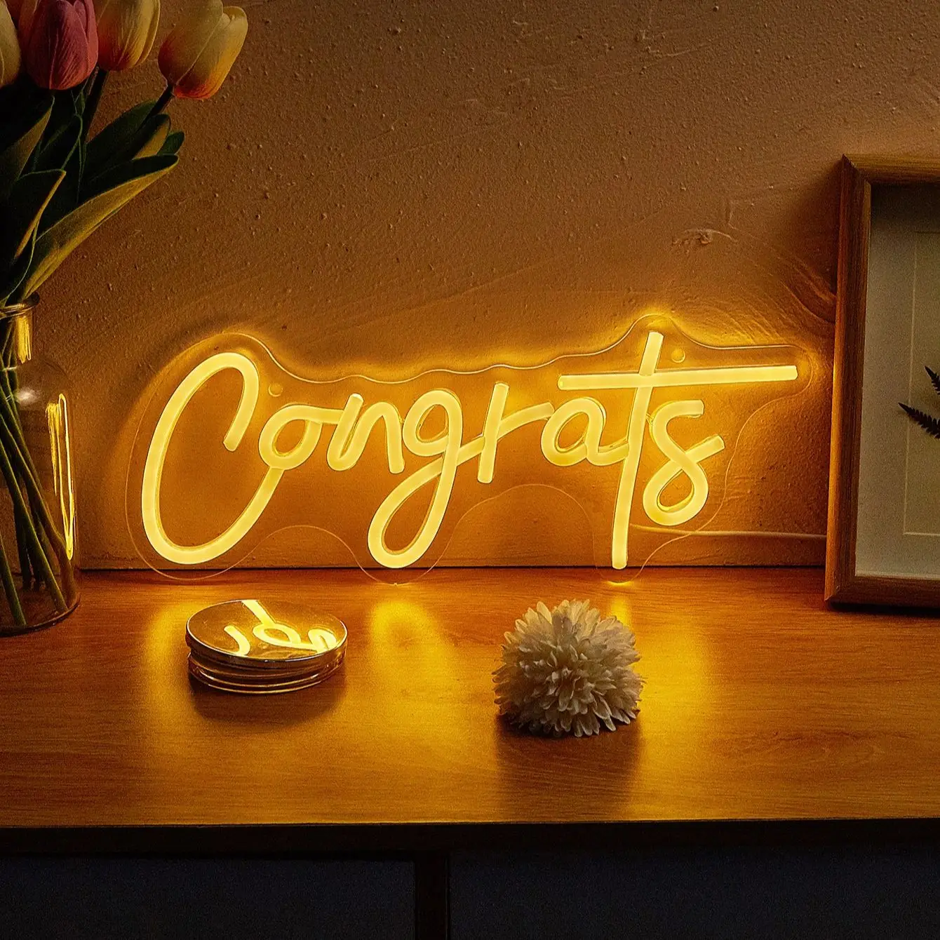 

Неоновая светодиодная вывеска Chi-buy LED Neon Congrats с питанием от USB, ночник, подходит для спальни, свадьбы, игровой комнаты, в подарок.