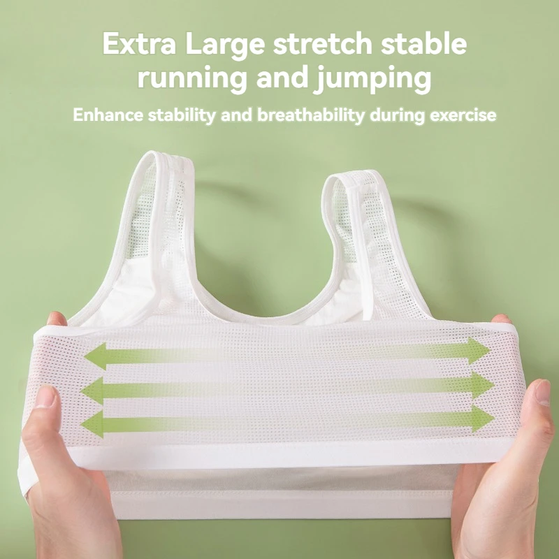 1-3Pcs Thin Summer Underwear for Teenage Girls, Anti-Bounce Vest for Students Cotton Sports Bra for Kids Student Vest - view 3