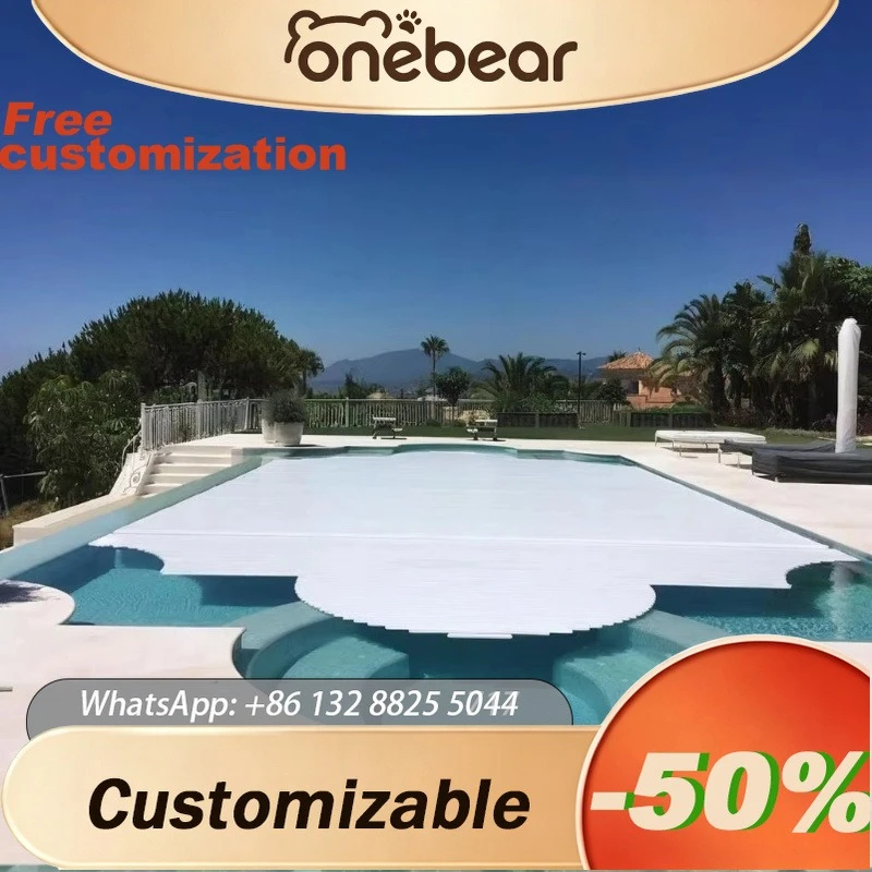 Any Size Custom High End White Electric Pool Cover Various Styles Premium Material High Quality Auto Garden Villa Pool Cover
