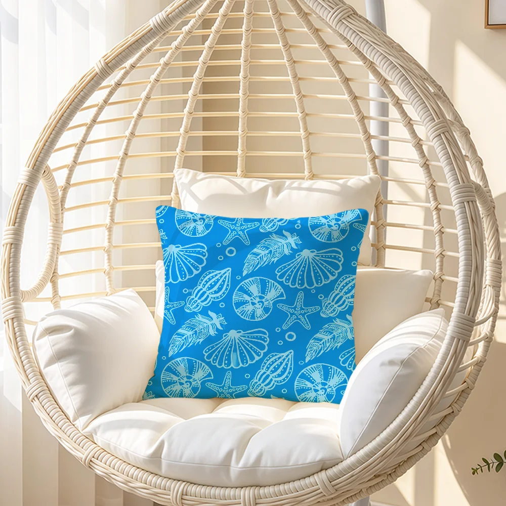 Fashion Striped Seashell Mermaid Floral Cushion Cover Soft Pillowcase Double Sided Sofa Home Living Room Decor Bed Hogar Gift