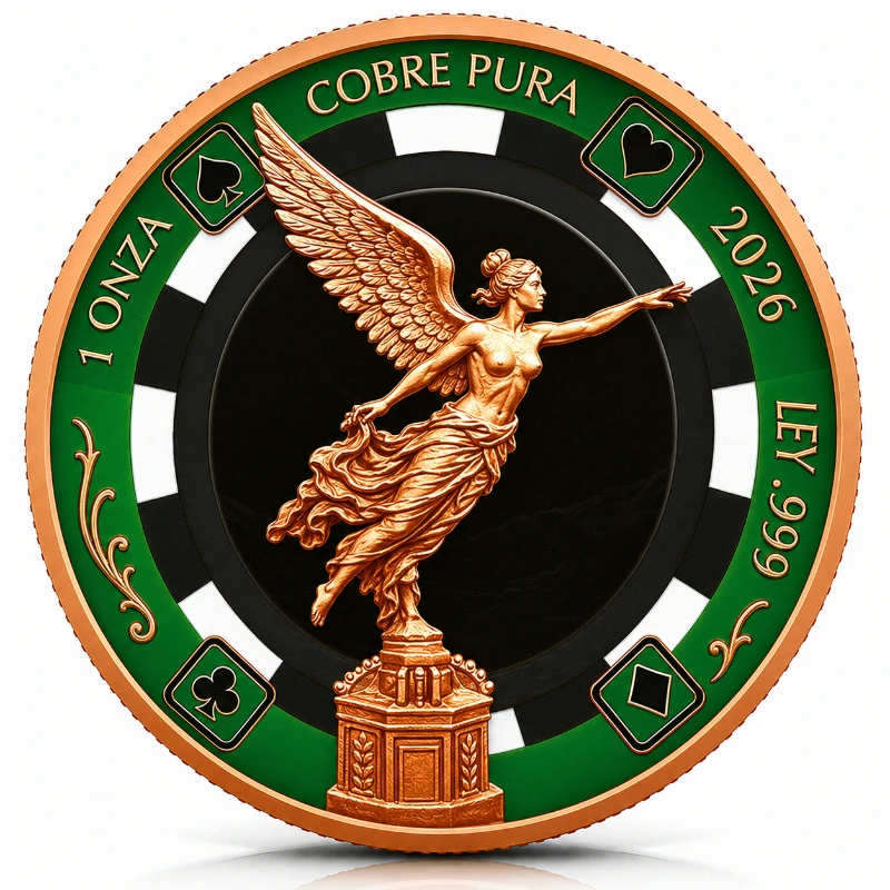 Luxury 1oz .999 Pure Copper Collectible Medal, 3D Engraved UV Printed Winged Goddess Design, Liberty Badge Mexican Poker Chip