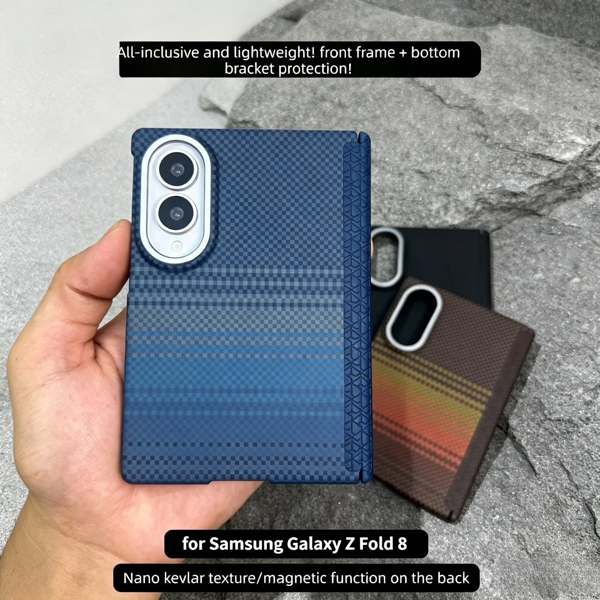 Premium Sle 600D Carbon Fiber Pattern PC Case for Samsung Galaxy Z Fold 8 for Magsafe Alloy Lens Shockproof Hinge Protect Cover