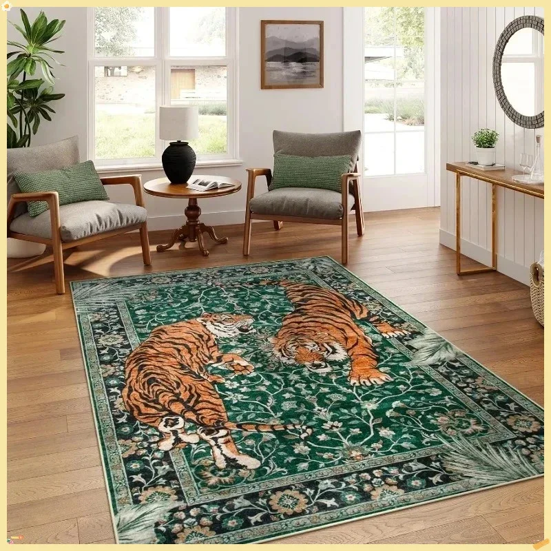 

Ковер Boho Vintage Green Tiger 5x7 — моющийся нескользящий ультратонкий мягкий устойчивый к пятнам коврик для спальни, гостиной
