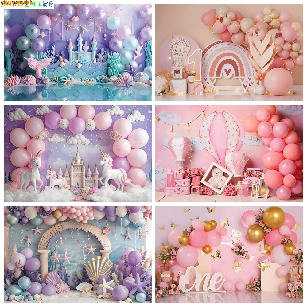 

Boy Girl Birthday Decorations Backdrop Photography Baby 1st Birthday Party Cake Smash Table Decor Background Photozone Supplies