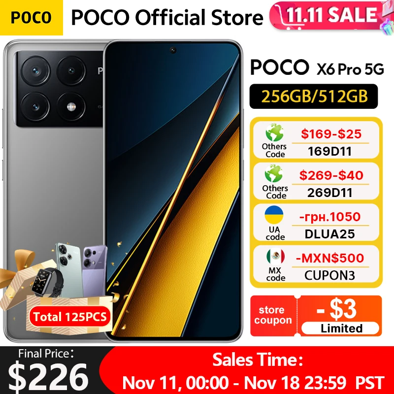 Global Version POCO X6 Pro 5G Smartphone NFC Dimensity 8300-Ultra 120Hz 6.67