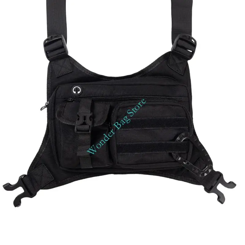 

H3CB Adjustable Crossbody Chest Pack For Hiking Travel Multiple Pockets Storage Strong Tearproof Construction Comfortable Design