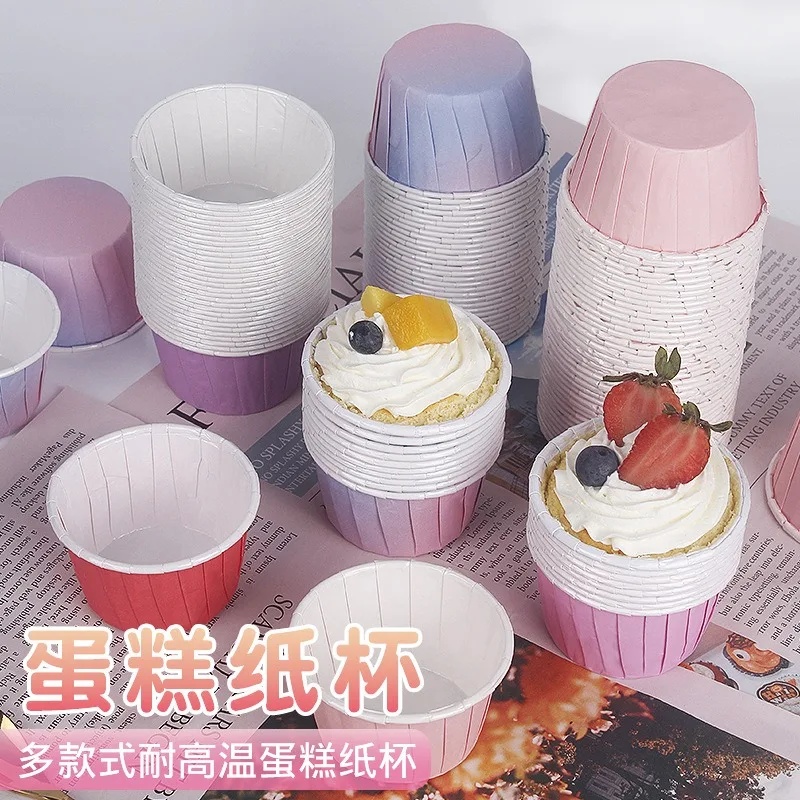 Baking Tools DIY Cake Tools Pink Blue Gradient Cake Cup Regular Laminated Special 50 Pack Muffin Cup Large Cupcake Cup