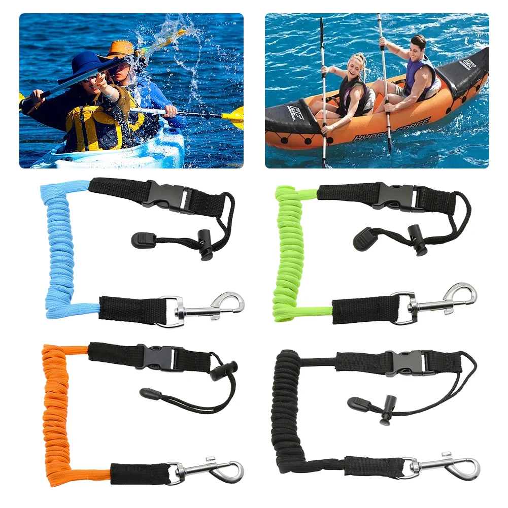Kajak Paddel Leine elastische Kanu Leine verstellbare Sicherheits rute Halter Seil Surfen gewickeltes Lanyard für Kajak Kanu Surfbrett