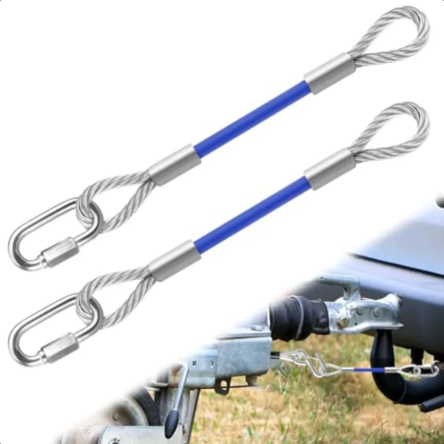

2 Pcs Trailer Safety Cable Extension 13.5" Trailer Safety Towing Cables with Snap Hook Extension Safety Cables 12000 Lbs Loadin